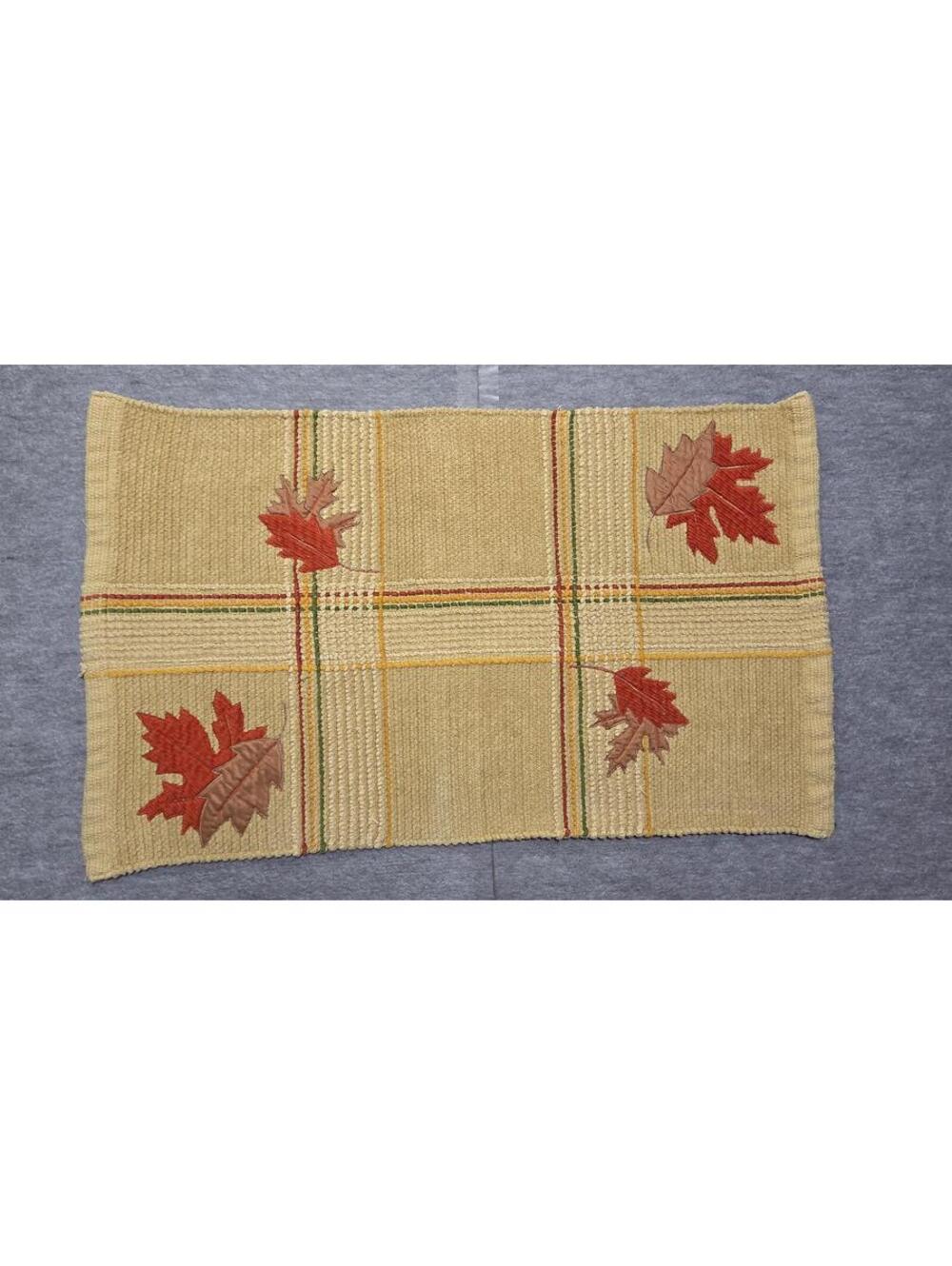 Vintage Walmart Autumn Leaf Accent Rug Mat 32x19 Cotton Fall Decor